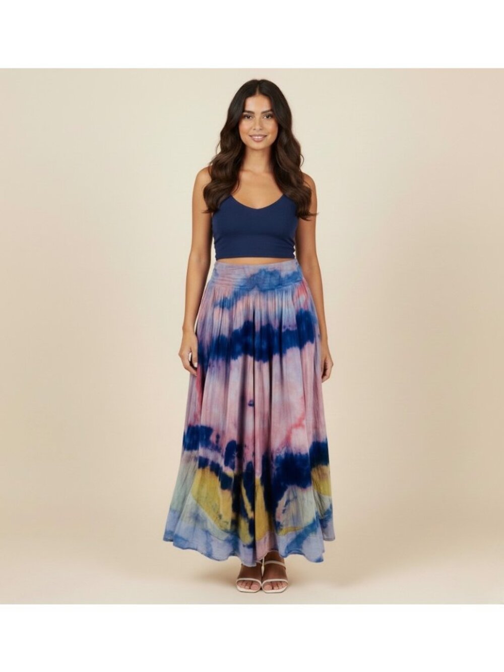 RARE VTG Free People Tie Dye Gauzy Maxi Skirt | Boho Whimsigoth Indie Sleaze Y2K
